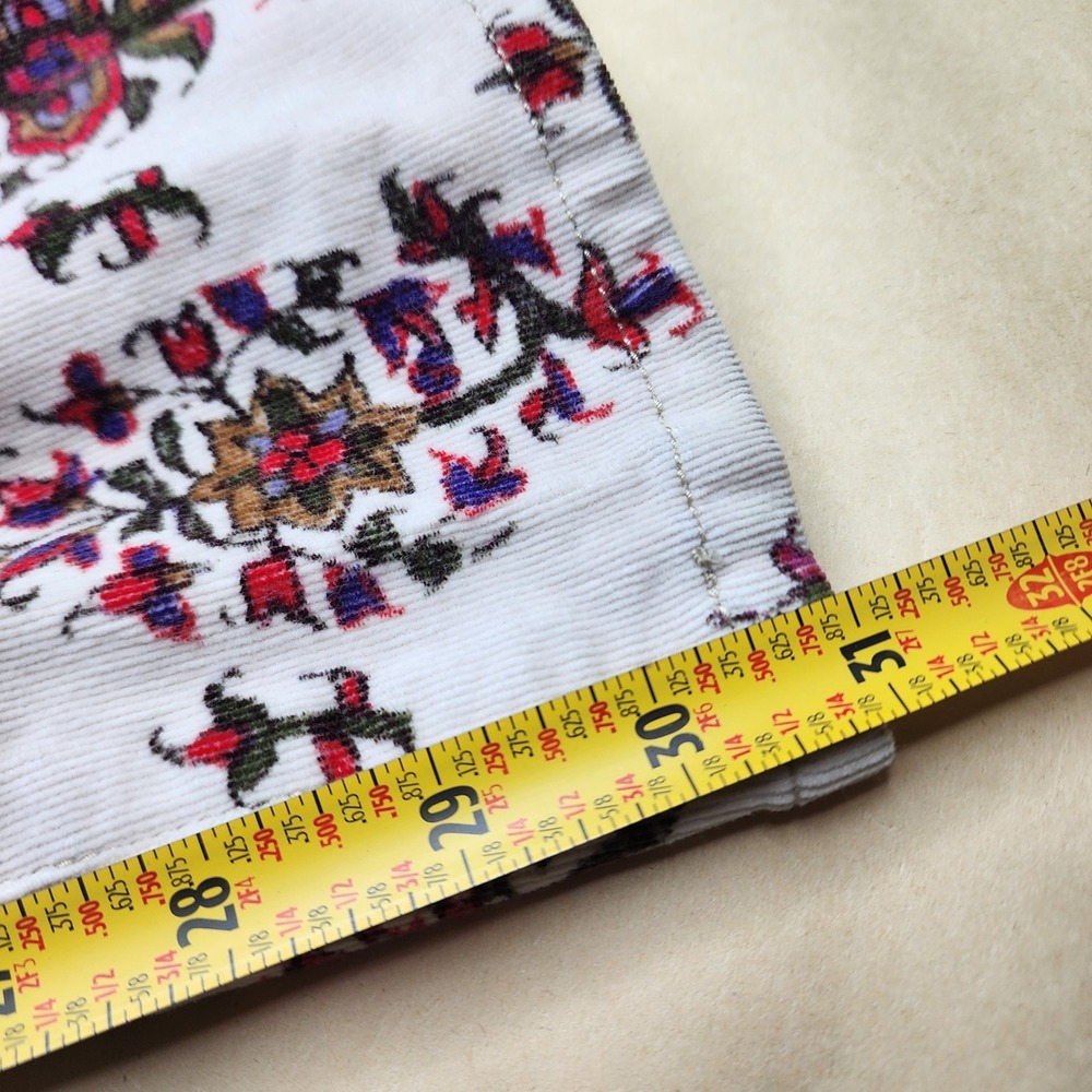Pilcro and the Letterpress High Rise Bootcut Corduroy Floral Pants Cream Size 29 - Picture 9 of 10